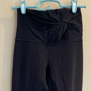 Black high-hise Align leggings with twist waist detail